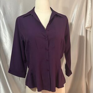 dressbarn Deep Purple Button Down Shirt